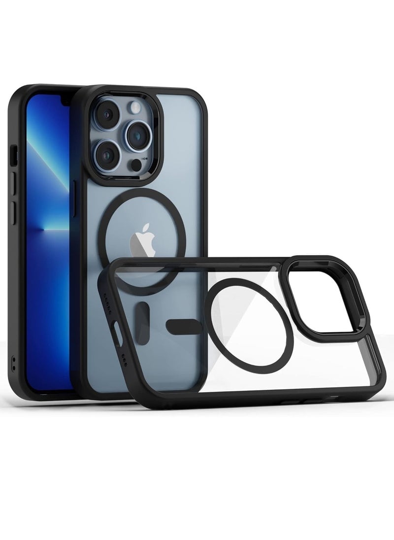 Magnetic Case for iPhone 15 Pro, Compatible with Magsafe, Matte Translucent Mobile Phone Case for iPhone 15 Pro, Scratch-Resistant PC Back + TPU Bumper