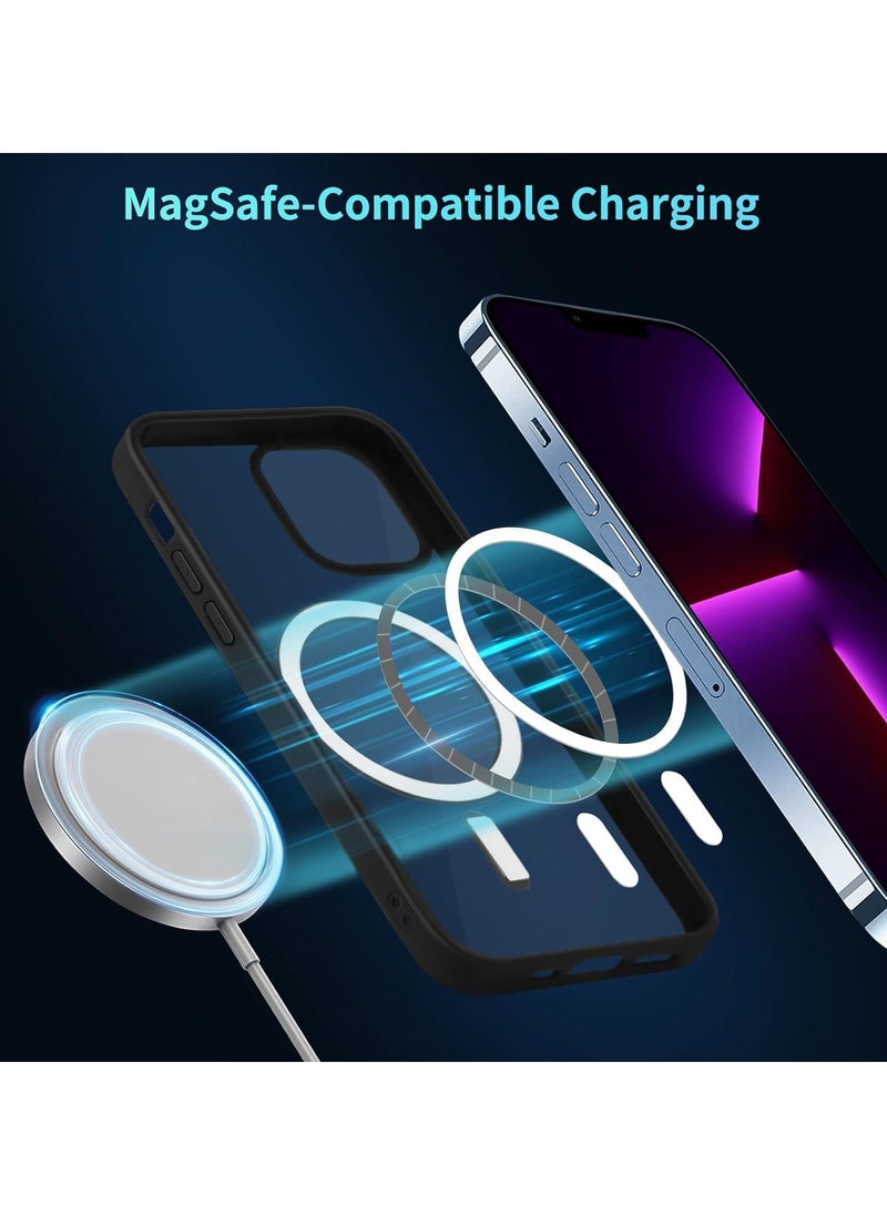 Magnetic Case for iPhone 15 Pro, Compatible with Magsafe, Matte Translucent Mobile Phone Case for iPhone 15 Pro, Scratch-Resistant PC Back + TPU Bumper