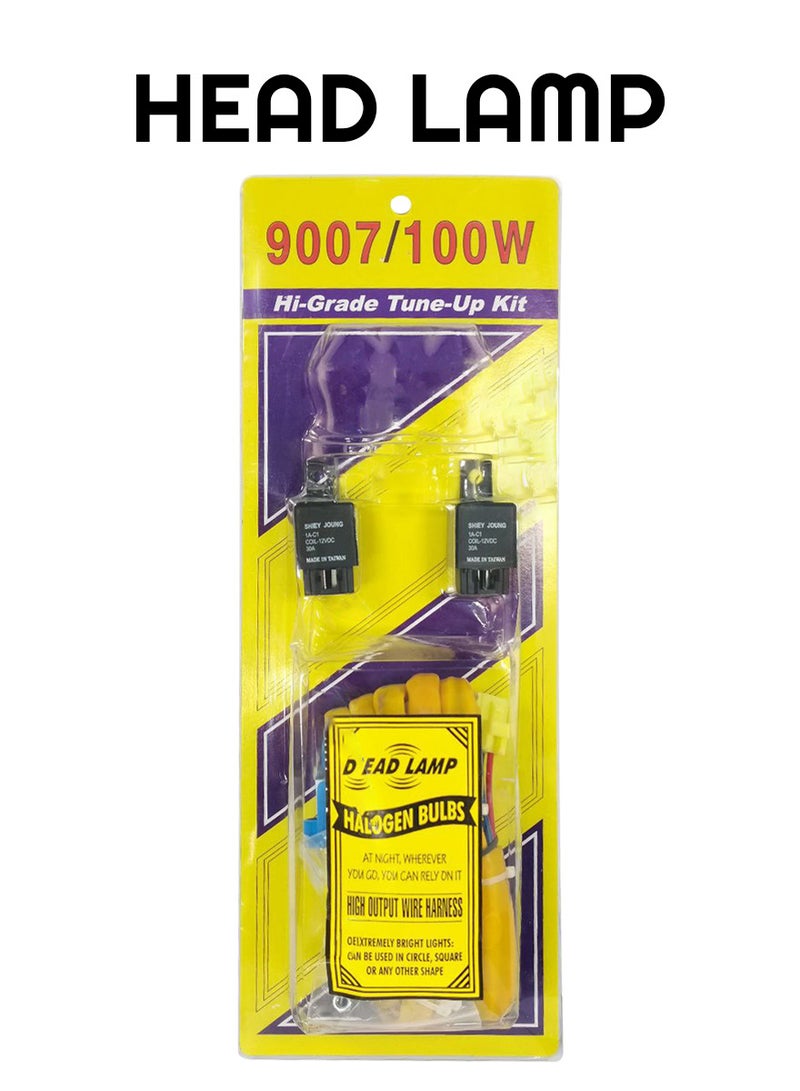 Loquat 9007 100W High Grade Head Lamp Tune Up Kit with Halogen Bulbs and High Output Wire Harness - Image 1