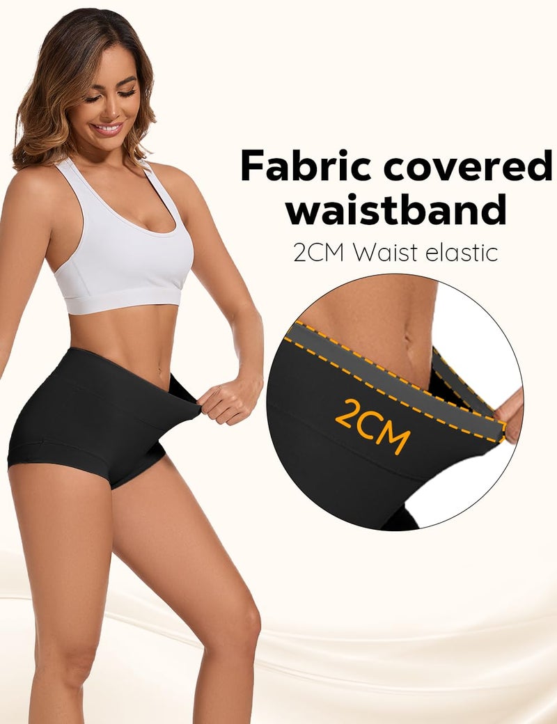 ALLBASE womens Cotton Underwear Ladies High Waisted Full Coverage Stretch Postpartum Panties Pack of 5 - Image 2