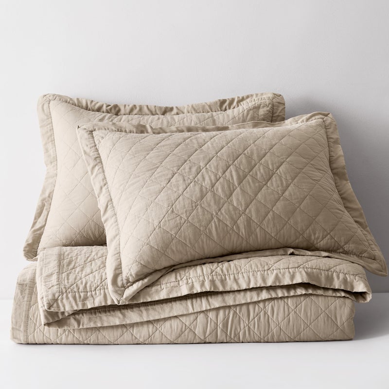 WDCOZY 100% Pre-Washed Cotton King Size Quilt Set - Beige Neutral Ruffle Box Soft Lightweight Bedspread, Textured Like Linen, Farmhouse Country Rustic Coverlet, Shabby Chic Gauze Bedding, 3 Pieces - Image 4