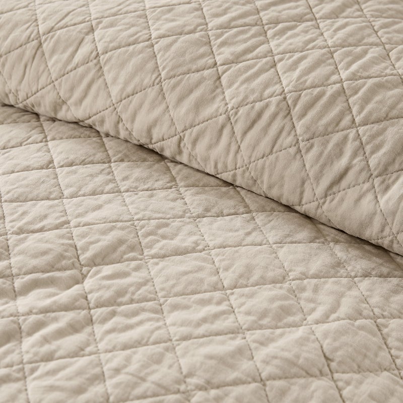 WDCOZY 100% Pre-Washed Cotton King Size Quilt Set - Beige Neutral Ruffle Box Soft Lightweight Bedspread, Textured Like Linen, Farmhouse Country Rustic Coverlet, Shabby Chic Gauze Bedding, 3 Pieces - Image 3