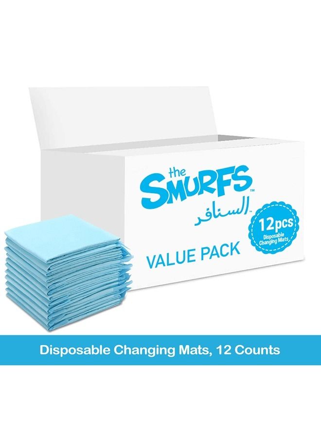 THE SMURFS Disposable Changing Mats, 12 Counts, Soft Waterproof Mat, Portable Leak Proof Changing Mat, New Mom Leak-Proof Under pad, Mattress Table Protector Pad - Image 2