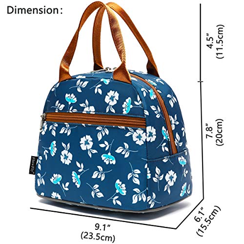 FlowFly Insulated Lunch Cooler Bag - Tote Bag Organizer for Women/Men, Floral#White - Image 3