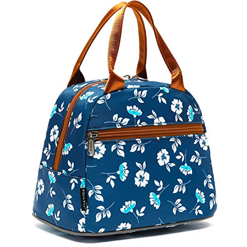FlowFly Insulated Lunch Cooler Bag - Tote Bag Organizer for Women/Men, Floral#White - Image 1