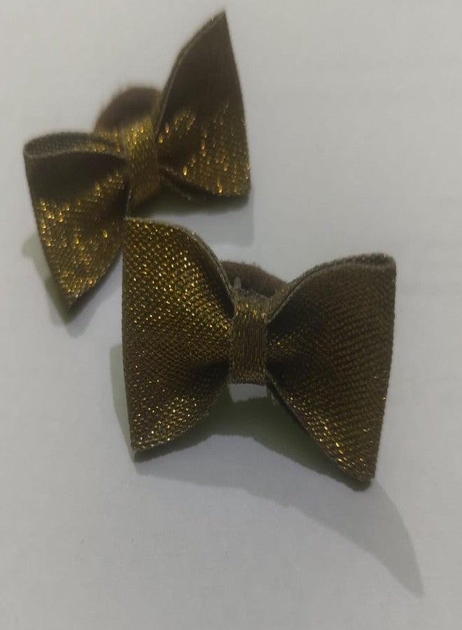Gojira/Pets/Dogs/Cats Premium Handcrafted Hair Bow/Bow-Knot/Topknot Bow with Rubber Band/Grooming Products/Hair Accessories-Premium Golden (2 Pieces) - Image 4