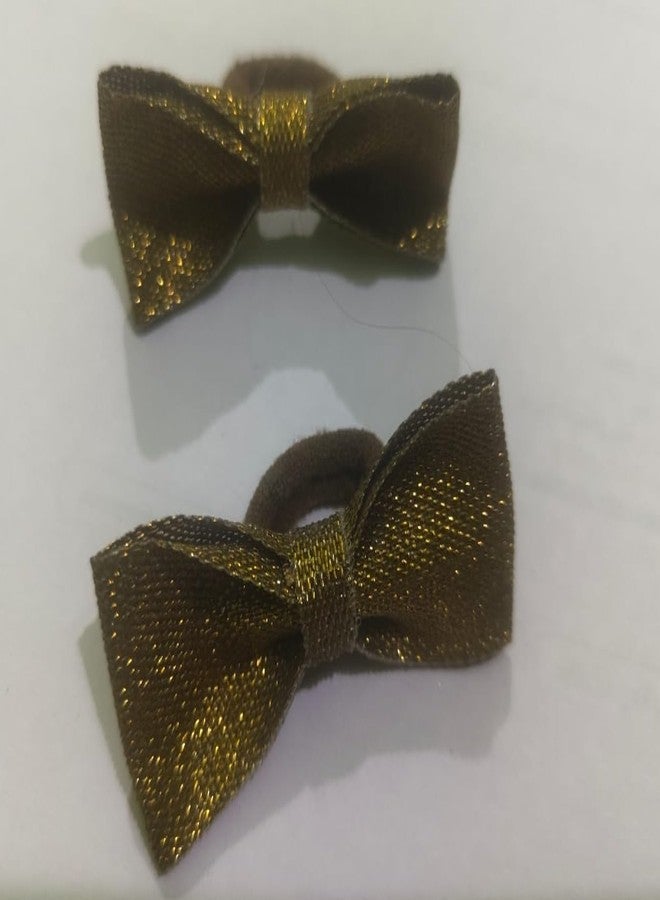Gojira/Pets/Dogs/Cats Premium Handcrafted Hair Bow/Bow-Knot/Topknot Bow with Rubber Band/Grooming Products/Hair Accessories-Premium Golden (2 Pieces) - Image 3