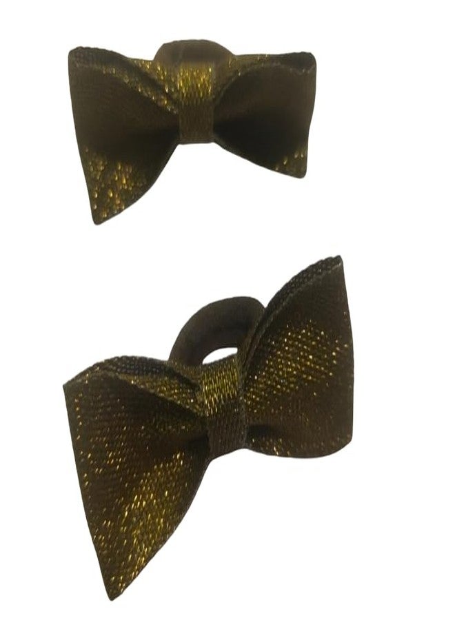Gojira/Pets/Dogs/Cats Premium Handcrafted Hair Bow/Bow-Knot/Topknot Bow with Rubber Band/Grooming Products/Hair Accessories-Premium Golden (2 Pieces) - Image 1