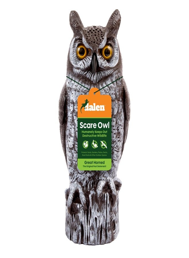 Dalen Fake Owl Decoy to Scare Birds Away from Gardens, Rooftops, and Patios - Scarecrow Provides Natural Pest Control - Safe and Humane, 16" Two Color Great Horned Owl - Image 1