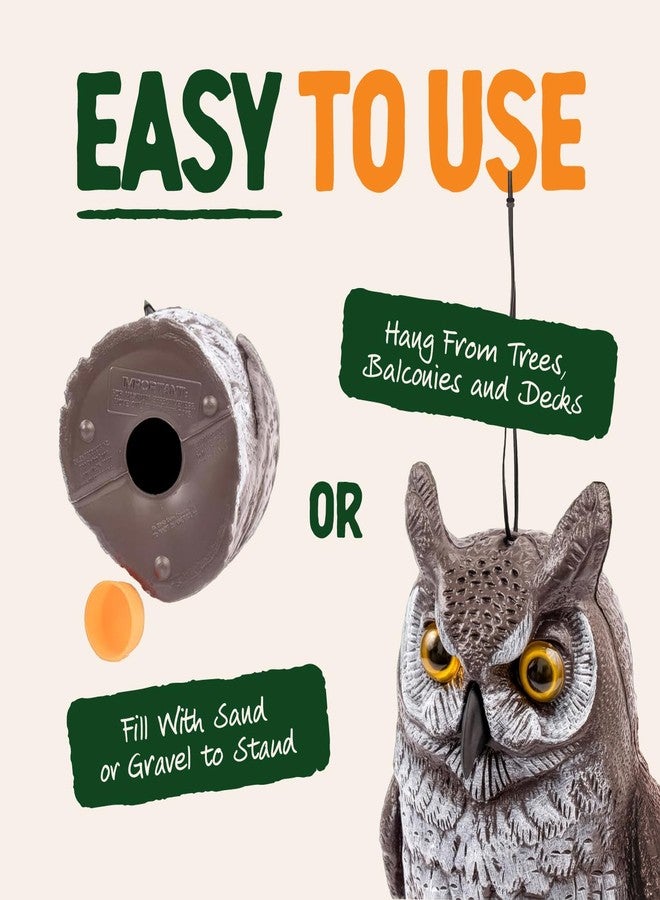 Dalen Fake Owl Decoy to Scare Birds Away from Gardens, Rooftops, and Patios - Scarecrow Provides Natural Pest Control - Safe and Humane, 16" Two Color Great Horned Owl - Image 5