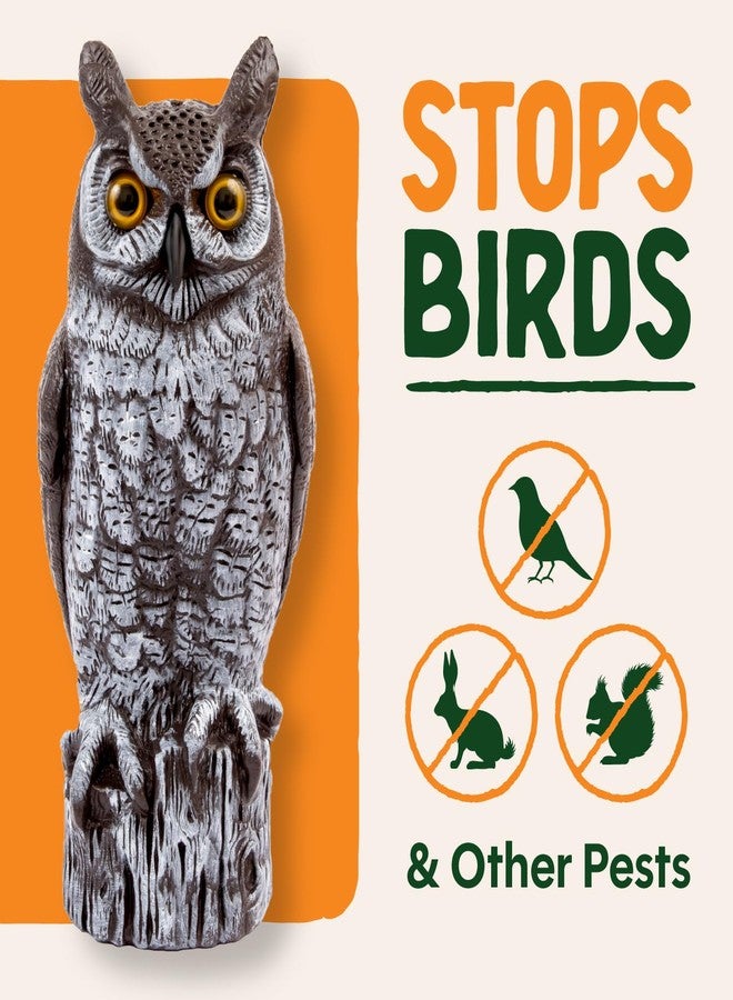 Dalen Fake Owl Decoy to Scare Birds Away from Gardens, Rooftops, and Patios - Scarecrow Provides Natural Pest Control - Safe and Humane, 16" Two Color Great Horned Owl - Image 3