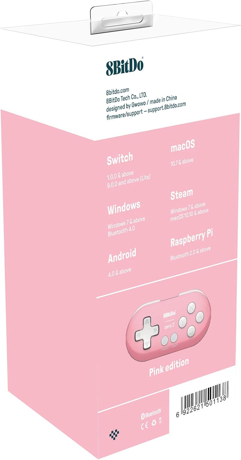 Nargos 8Bitdo Zero 2 Bluetooth Key Chain Sized Mini Controller for Nintendo Switch, Windows, Android and macOS (Pink Edition) - Image 2