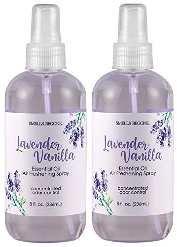 SMELLS BEGONE Essential Oil Air Freshener Spray - Odor Eliminator - 2 Pack - 8 Ounce (Lavender Vanilla) - Image 1