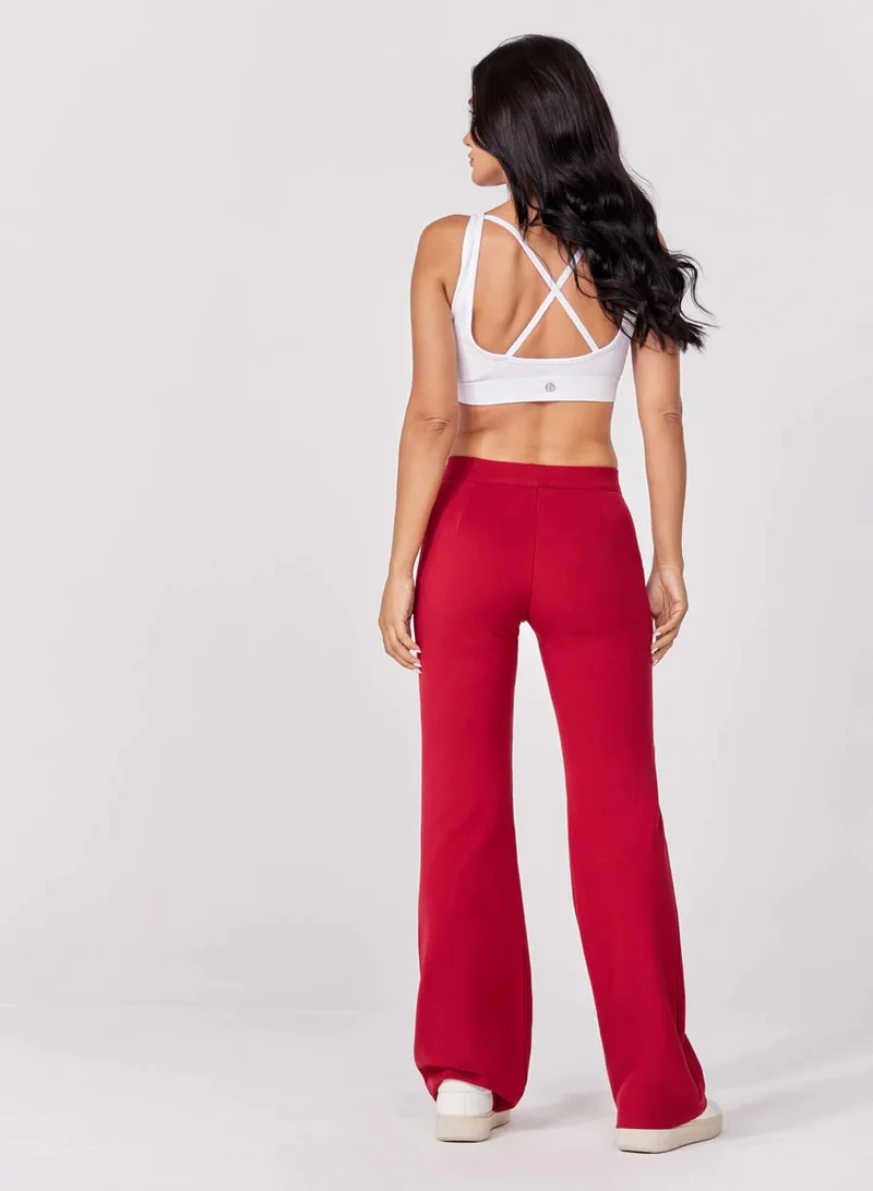 Zigzag Ponte Flared Maroon Pant