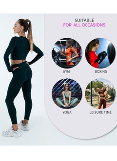 Bernessi Turkiye Nylon Long Sleeve Crop Top with Round Neck Women's Cropped T Shirt for Workout Yoga Running Exercise Textured Green Moss  - Image 4