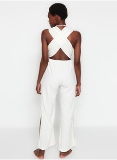 trendyol Ecru Woven Backless Jumpsuit TBESS23TU00010  - Image 4