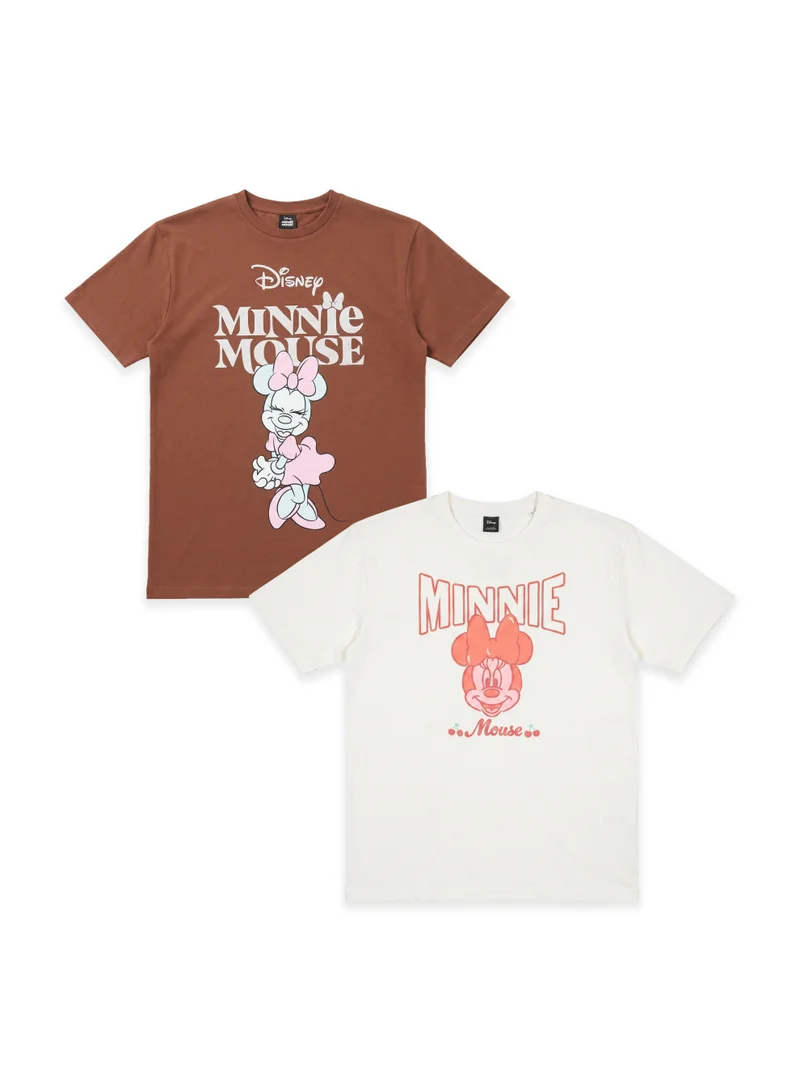 ديزني Disney Women’s  Minnie Mouse Graphic T-Shirts – Pack of 2
