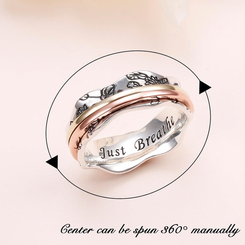 Ladytree Anxiety Relieve Spinner Rings Sterling Silver Worry Stress Relieving Boredom ADHD Autism Ring for Women Men - Image 3
