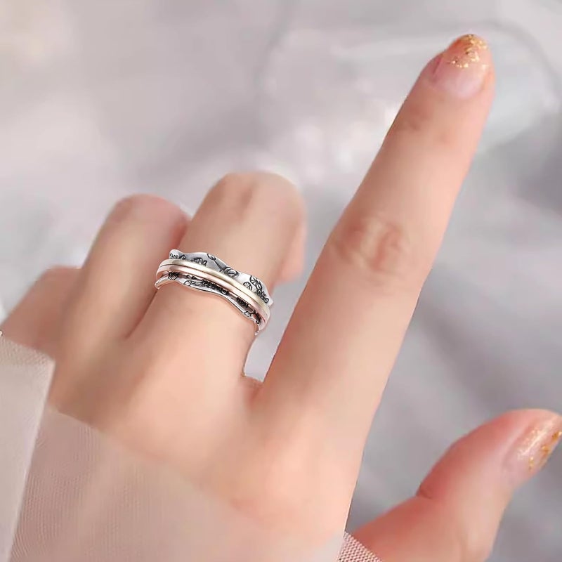 Ladytree Anxiety Relieve Spinner Rings Sterling Silver Worry Stress Relieving Boredom ADHD Autism Ring for Women Men - Image 5