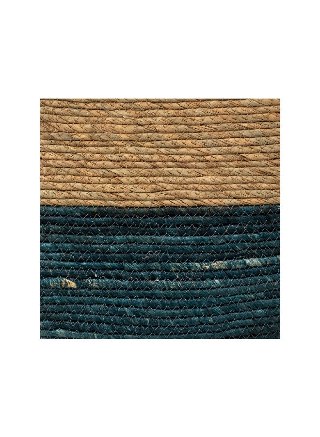 حامل ماكينة تحضير 181240C سلة غسيل مستطيلة بتصميم مضفر بلونين بترولي وبيج 31 x 15 سم - Image 2