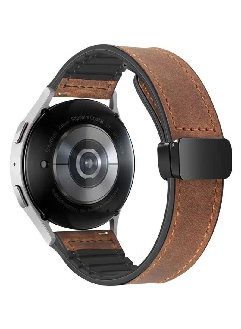 سوار جلدي متوافق مع Huawei Watch 22 مم حزام بديل جلدي مشبك مغناطيسي - Image 1