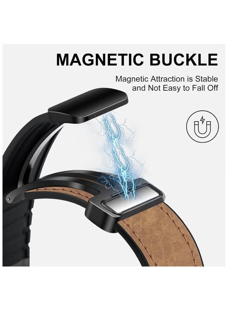 سوار جلدي متوافق مع Huawei Watch 22 مم حزام بديل جلدي مشبك مغناطيسي - Image 3