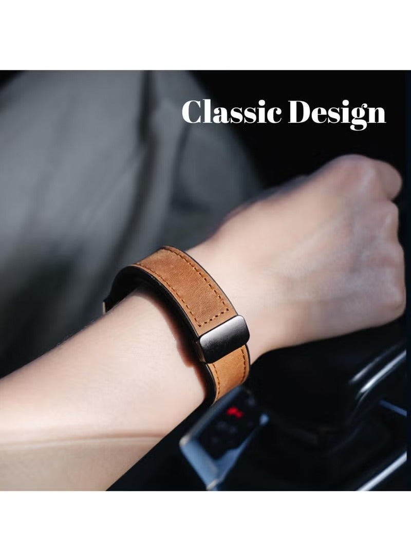 سوار جلدي متوافق مع Huawei Watch 22 مم حزام بديل جلدي مشبك مغناطيسي - Image 4