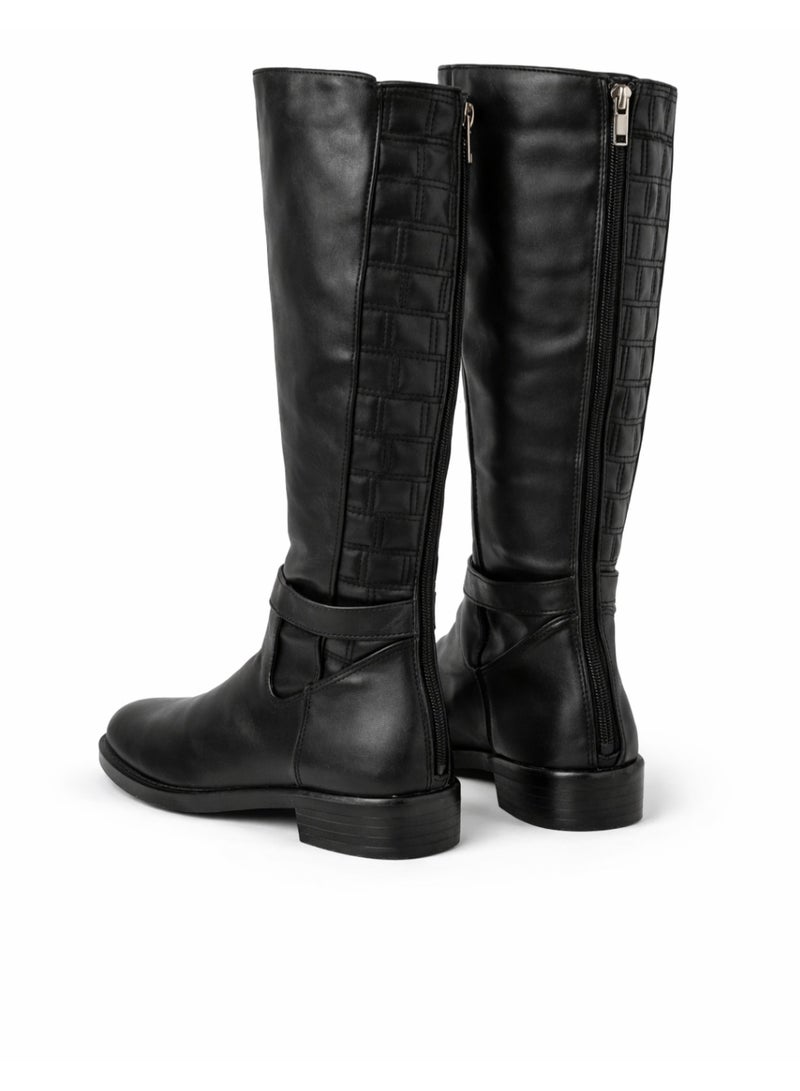Women’s Long Black Leather Boots Size 37 – Back Zipper – 3 cm Comfortable Heel – Stylish Winter Daily Wear - Image 4
