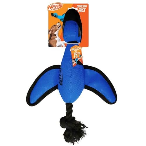 Nerf Dog Large Nylon Launching Duck with Interactive Design Blue 3473 for All Breed Sizes - Image 1