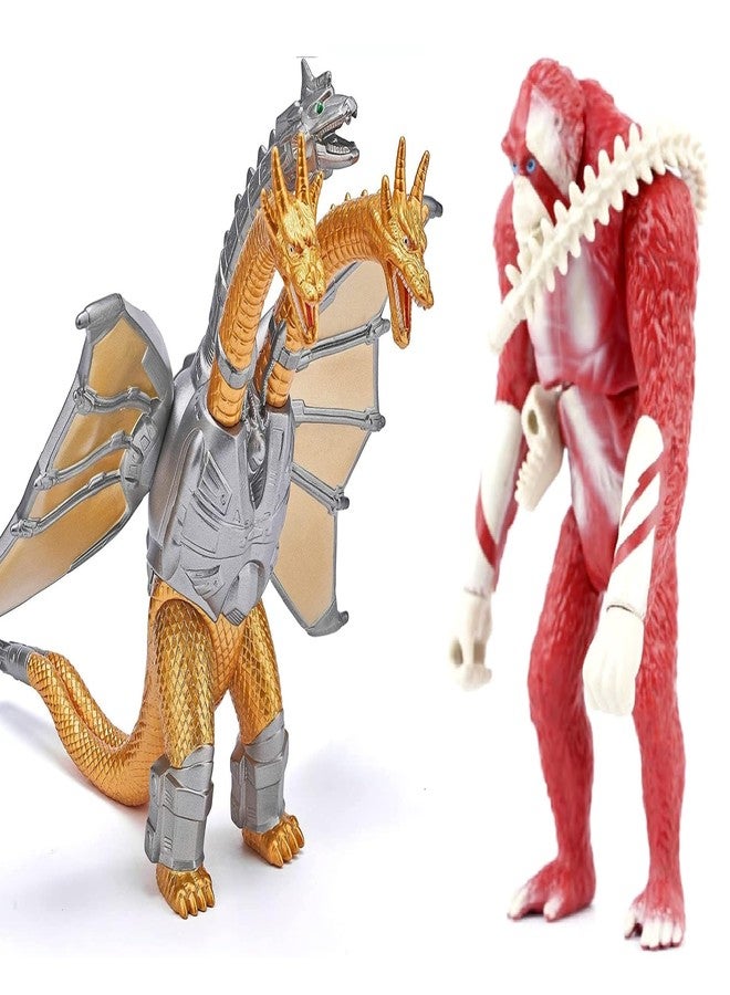 De-Lite Super Saver Combo Pack Premium King of Monsters Vinyl Plastic PVC Action Figures Movie Collectible Toys (Ghidorah v/s Skar King, Size 15cm) - Image 1