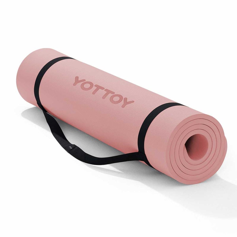 YOTTOY Yoga Matï¼ŒExtra Thick Yoga Mat (1/2inch),Professional TPE Exercise Mat,Non-Slip Workout Mat for Yoga, Pilates, Fitness, Barefoot Workouts, Home Gym Studio with Strap - Image 1