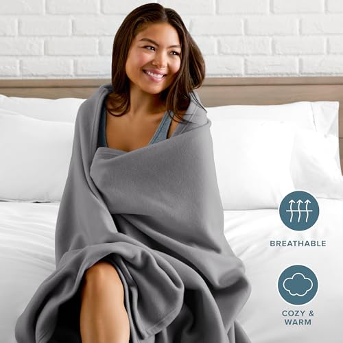 Bare Home Polar Fleece Blanket - King - Grey - Warm & Cozy - Premium Fleece - Throw for Bed, Sofa, Camping, Travel and Cold Nights - Lightweight Blanket (King, Grey) - Image 3