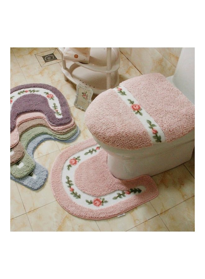 Loquat Pastoral Style Bathroom Toilet Non-Slip Mat Set Pink 20 x 5 x 20cm - Image 1