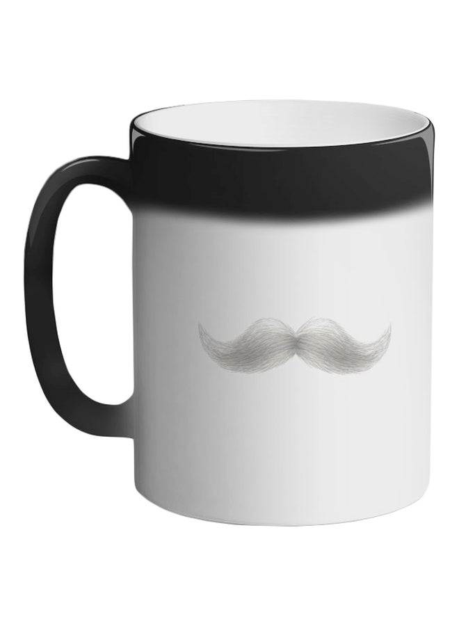 RYN Drawings Of Mustaches Printed Colour Changing Coffee Mug Black 11ounce