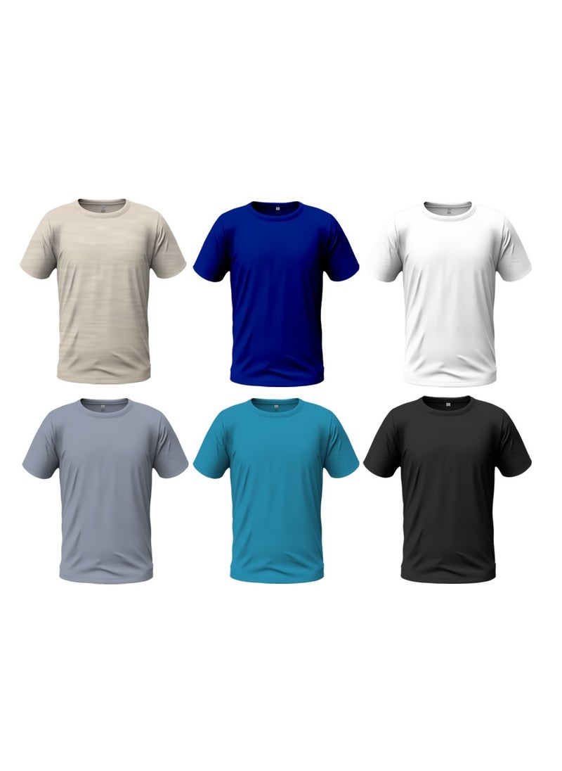 D1 Men's T-shirt, consisting of 6 pieces, 100% Egyptian cotton, multi-colored  - Image 2