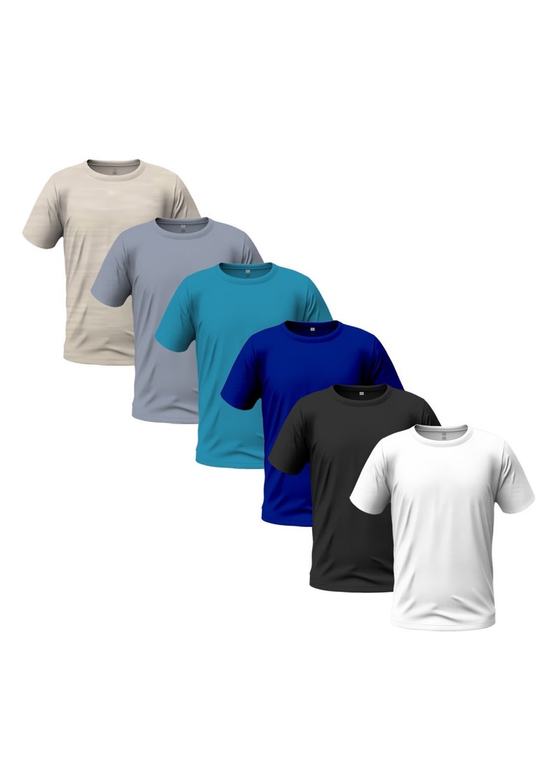 D1 Men's T-shirt, consisting of 6 pieces, 100% Egyptian cotton, multi-colored  - Image 3