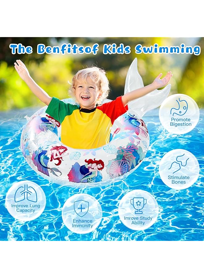 KASTWAVE Swimming Ring For Kids Inflatable Ring Pool Floats Mermaid Transparent Floating Swimming Ring With Sequin Rubber Ring Summer Pool Beach Party For 4 9 Years Kids Girl Summer Beach Water Party Toys - Image 2