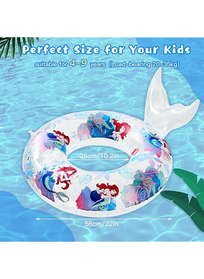 KASTWAVE Swimming Ring For Kids Inflatable Ring Pool Floats Mermaid Transparent Floating Swimming Ring With Sequin Rubber Ring Summer Pool Beach Party For 4 9 Years Kids Girl Summer Beach Water Party Toys - Image 3