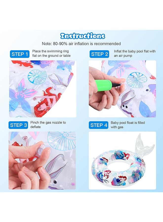 KASTWAVE Swimming Ring For Kids Inflatable Ring Pool Floats Mermaid Transparent Floating Swimming Ring With Sequin Rubber Ring Summer Pool Beach Party For 4 9 Years Kids Girl Summer Beach Water Party Toys - Image 5