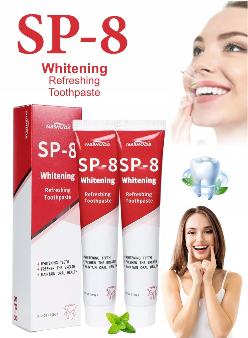 Sp-8 Probiotics Whitening Toothpaste – Bright White & Fresh Breath Oral Care (100ml) Pack Of 2