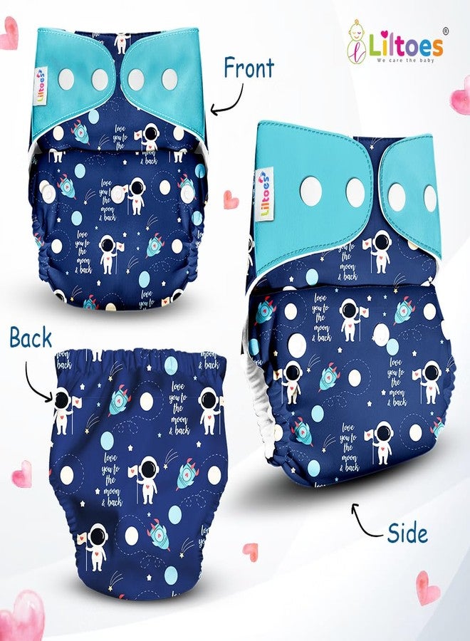 LILTOES Cloth Diapers For New Born Babies 0 to 3 Years | Freesize Adjustable and Reusable | Premium Cloth Nappies Pack of 1 (1 Cloth Diaper + 1 Insert) | (Flying Saucer) - Image 2