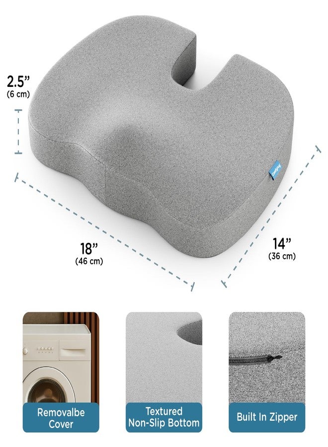 ComfyHug Memory Foam Coccyx Seat Cushion - Orthopedic Chair Pad for Tailbone, Sciatica & Back Pain Relief | Ideal for Office Chairs, Car Seats & Home Use | Washable Cover (18 x 14 x 2.5 Inch) - Image 2