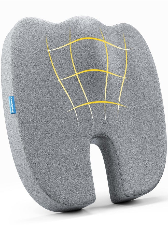 ComfyHug Memory Foam Coccyx Seat Cushion - Orthopedic Chair Pad for Tailbone, Sciatica & Back Pain Relief | Ideal for Office Chairs, Car Seats & Home Use | Washable Cover (18 x 14 x 2.5 Inch) - Image 1