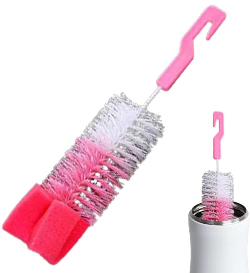Baby Bottle Cleaning Brush Set – Set Of 2pcs 360° Rotary Feeder Bottle Cleaning Brush – Handle with Hanging Hook – Pink, Blue, Green, Yellow Variants – Cup & Bottle Cleaner (pink) - Image 1