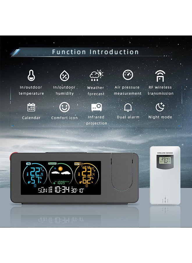 Generic - ZX3538 New Electronic Projection Clock Weather Station Weather Forecast Temperature and Humidity Color Screen Digital Alarm Clock - Image 1