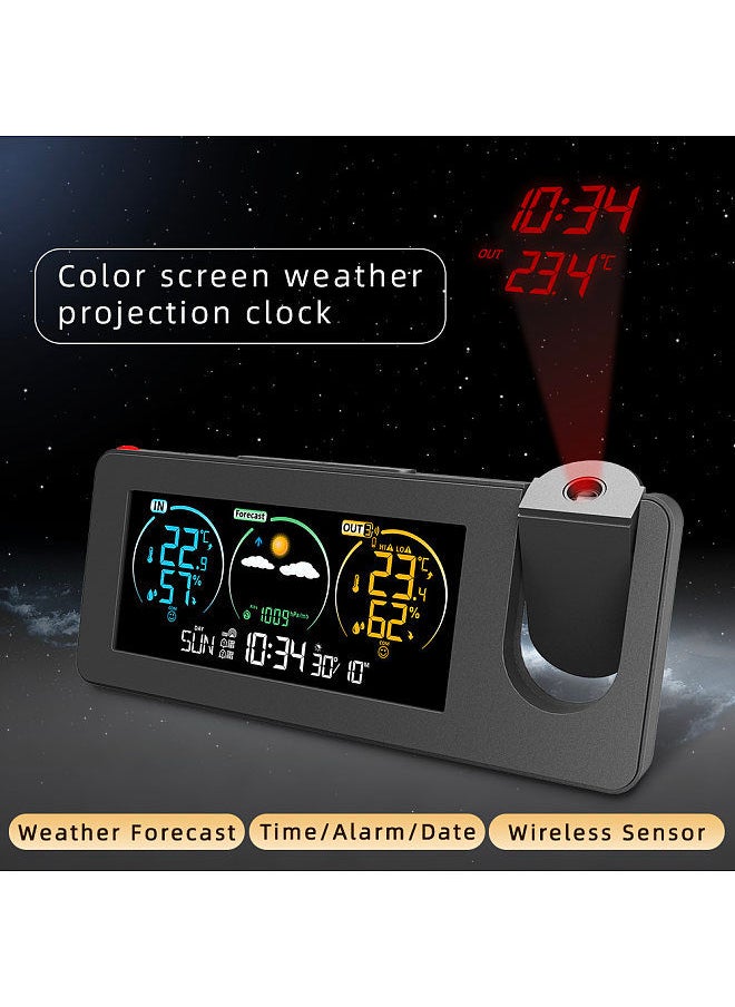 Generic - ZX3538 New Electronic Projection Clock Weather Station Weather Forecast Temperature and Humidity Color Screen Digital Alarm Clock - Image 1