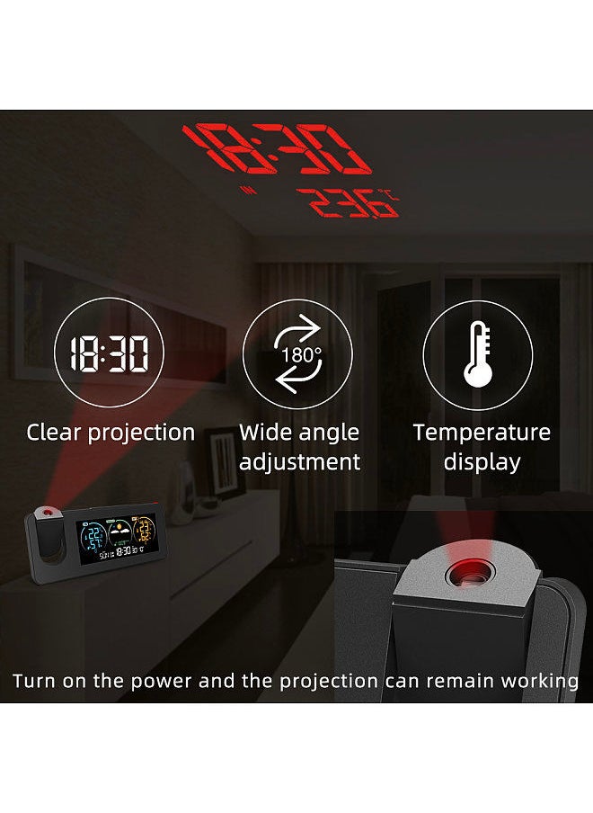 Generic - ZX3538 New Electronic Projection Clock Weather Station Weather Forecast Temperature and Humidity Color Screen Digital Alarm Clock - Image 1