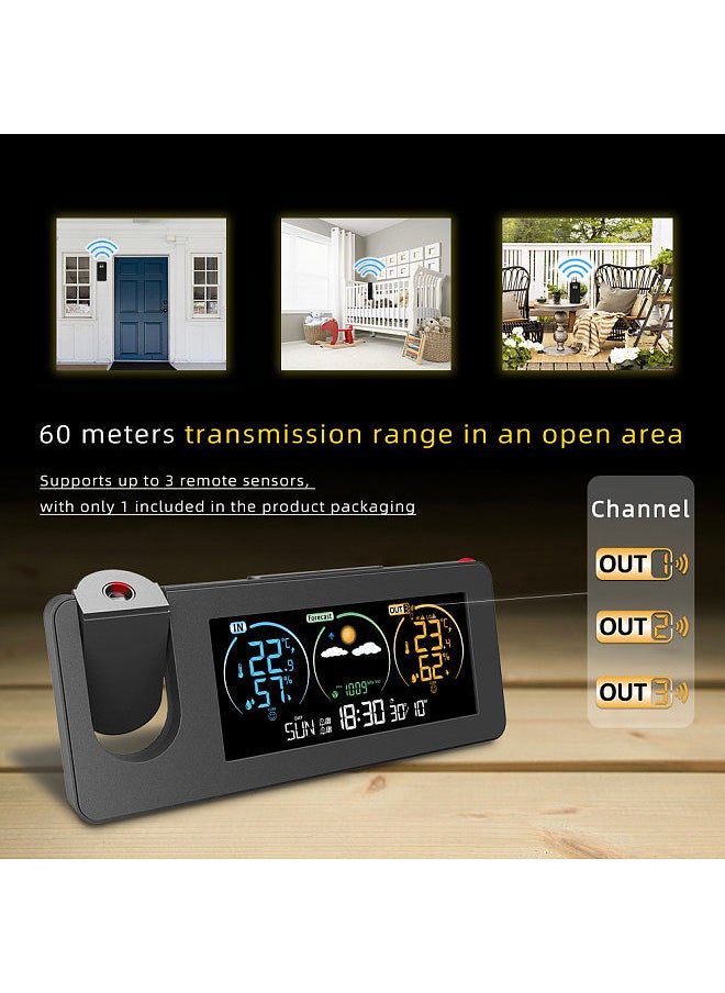 Generic - ZX3538 New Electronic Projection Clock Weather Station Weather Forecast Temperature and Humidity Color Screen Digital Alarm Clock - Image 1