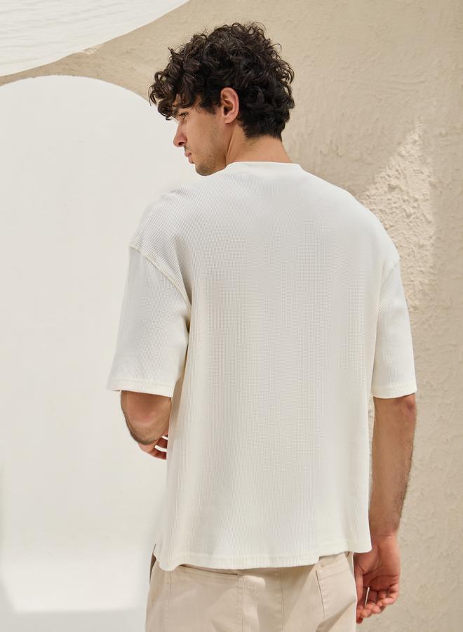 Waffle Textured Short Sleeve Regular Fit T-Shirt