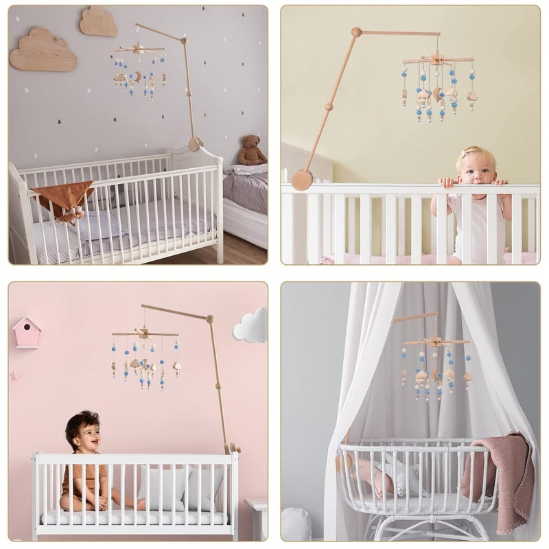 BlueMello Starry Night Baby Mobile Toy and Mobile Arm Holder 2 in 1 Set for Crib  Wooden Beads and Stars Bed Hanger for Boys and Girls  Hanging Nursery Decor for Bassinet  Perfect Baby Shower Gift - Image 5